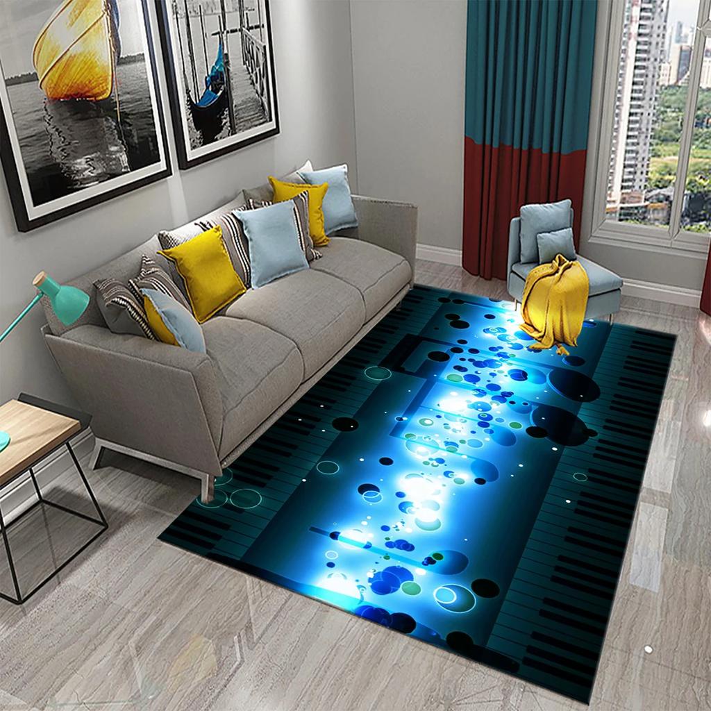 3D Music Note Guitar Instrument Carpet for Living Room Bedroom Large Carpet Bathroom Door Entrance Non-Slip Area Rugs Home Decor