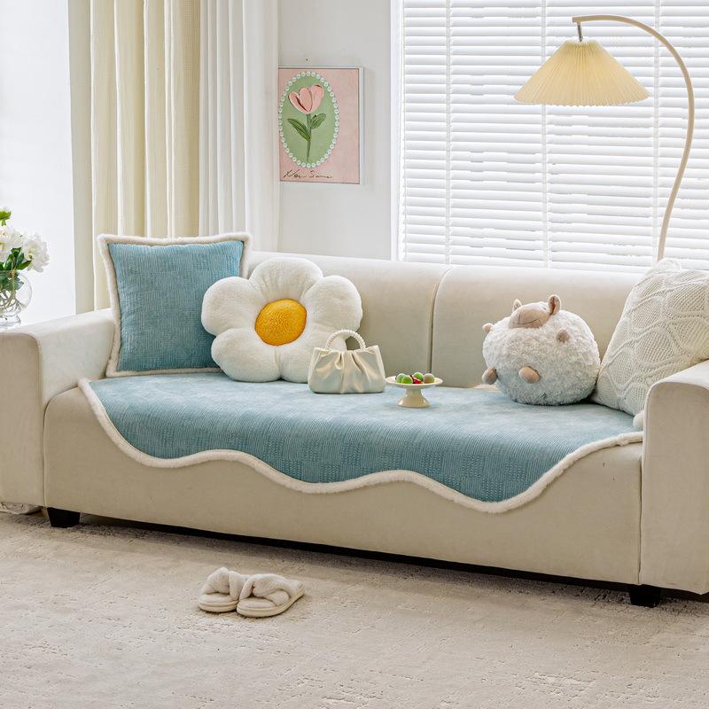 

Подушка для дивана необычной формы из шенилла, плюшевый чехол для дивана из кожи с нескользящим покрытием для осени и зимы, зимнее неровное покрывало-полотенце 90*180cm