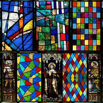 Stained Glass Window Stickers, Privacy Film, Church Style, Static Cling, Decorative Frosted Window Films, Customized Size
