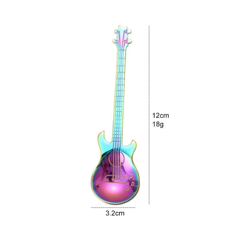 Guitar Coffee Teaspoons,4 Pcs Stainless Steel Musical Coffee Spoons Teaspoons Mixing Spoons Sugar Spoon(Silver)
