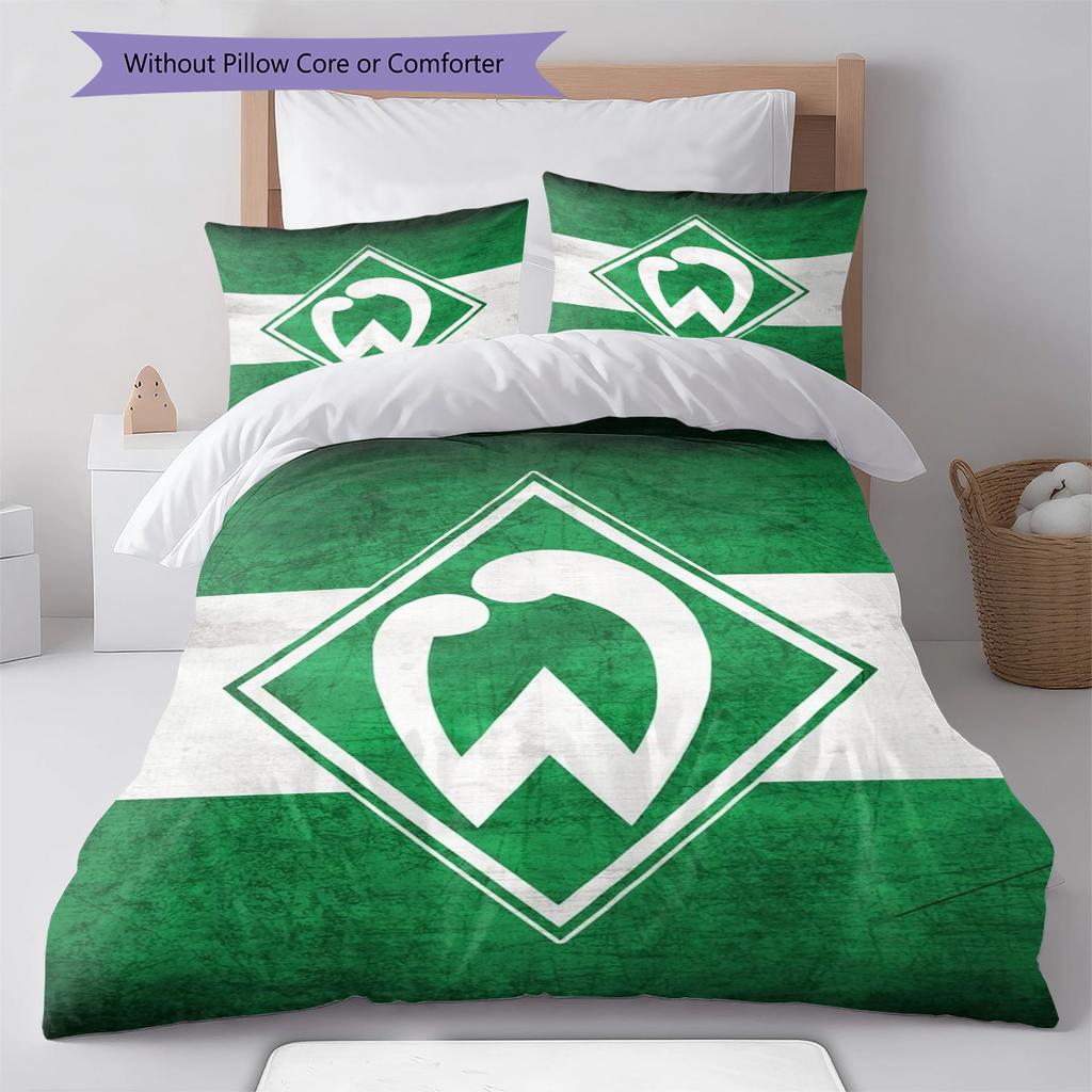 SV Werder Bremen Pattern Bedding Set Quilt Cover Pillowcase Home Decor Gift (1 * Duvet Cover + 2 * Pillowcase, Without Core)