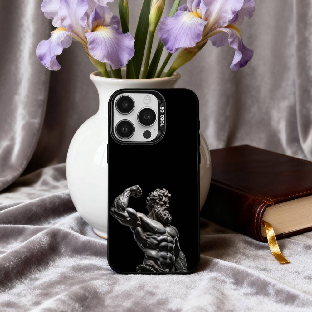 

Greek M-Mythology Statue Fitness GYM Phone Case For iPhone17,16,15,14,13,12,11 Plus,Pro Max Black Candy silver phone case iPhone14
