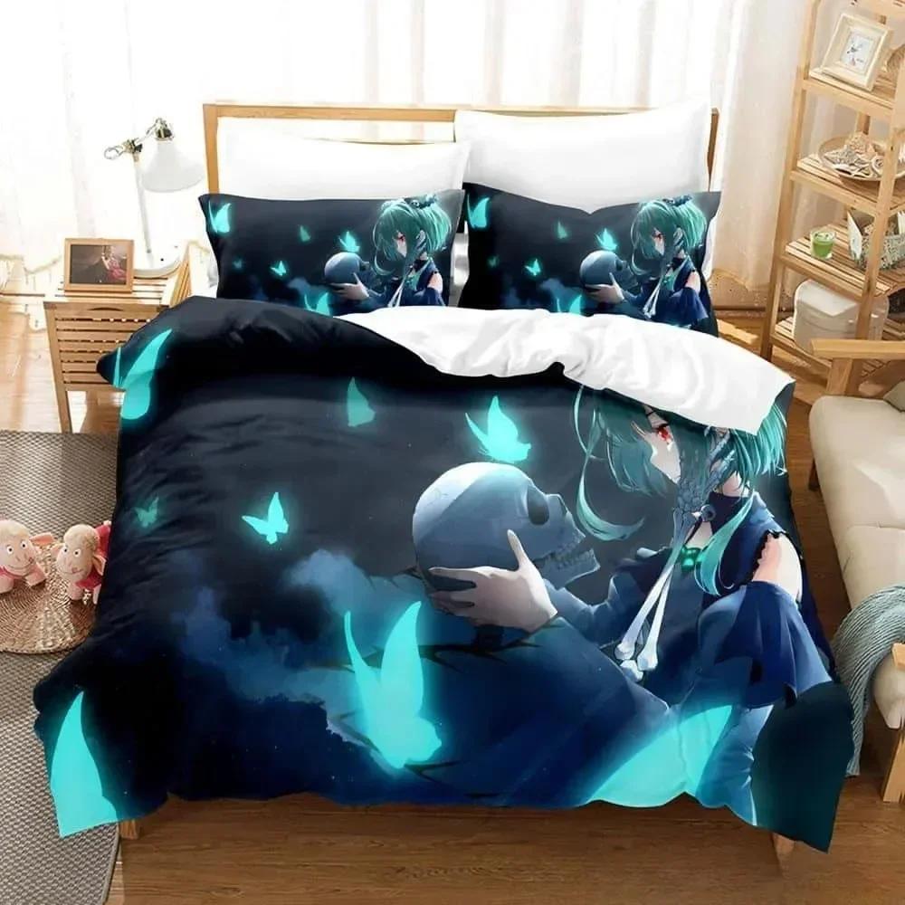 3d Cartoons Vtuber Hololive Uruha Rushia Bedding Set Single Twin Full Queen King Size Bed Set Adult Kid Bedroom Duvet Cover Sets