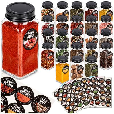 24X Kitchen Spice Containers Glass Jars Jars + Labels