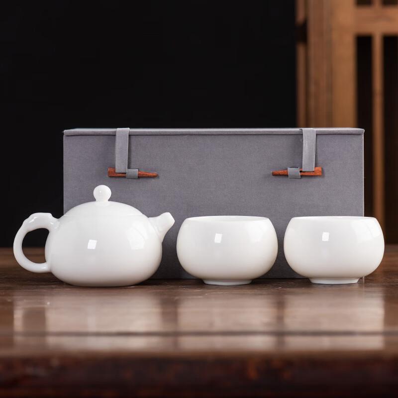Zhuangluhua Mutton Fat Jade Style Ceramic Kung Fu Tea Set
