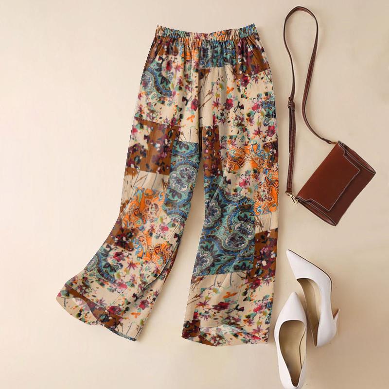 

Женские повседневные брюки ZANZEA с эластичным поясом и свободным принтом из хлопка 3XL хаки