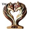 Creative Animal Love Silhouette Wooden Ornament with Stable Base, Double Layer Carved Figurine, Solid Wood Holiday Table Decor Heart Shape Sculpture