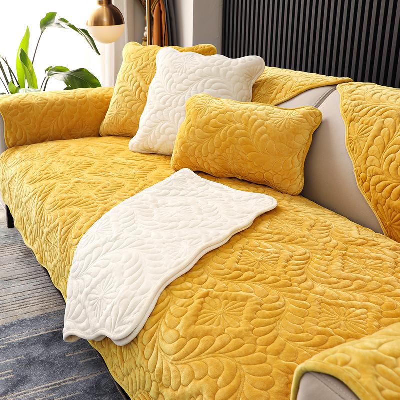 Simple Winter Sofa Cushion Winter Dutch Fleece Short Plush Seat Cushion Cushion Cover Towel Sofa Cover Non-Slip Thickened