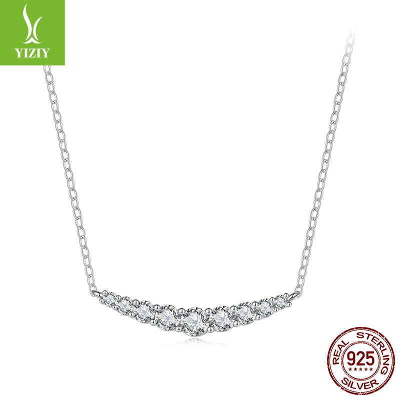 Smile Mozzarella Diamond Necklace, Simple Classic High-End S925 Silver Collarbone Chain Neck Chain