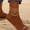European & American Retro Cuban Link Anklet Set - 5 Pieces