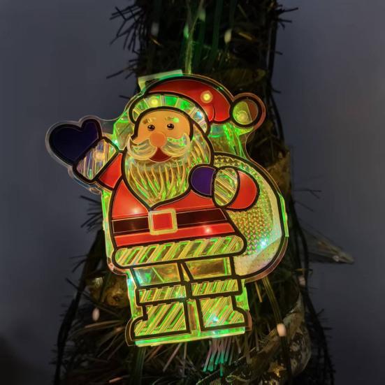 Battery Powered LED Festival Lights Light Up Christmas Ornament, Lighted Santa Bell Sock Creative Tree Hanging Decor House Decoration for Tree,