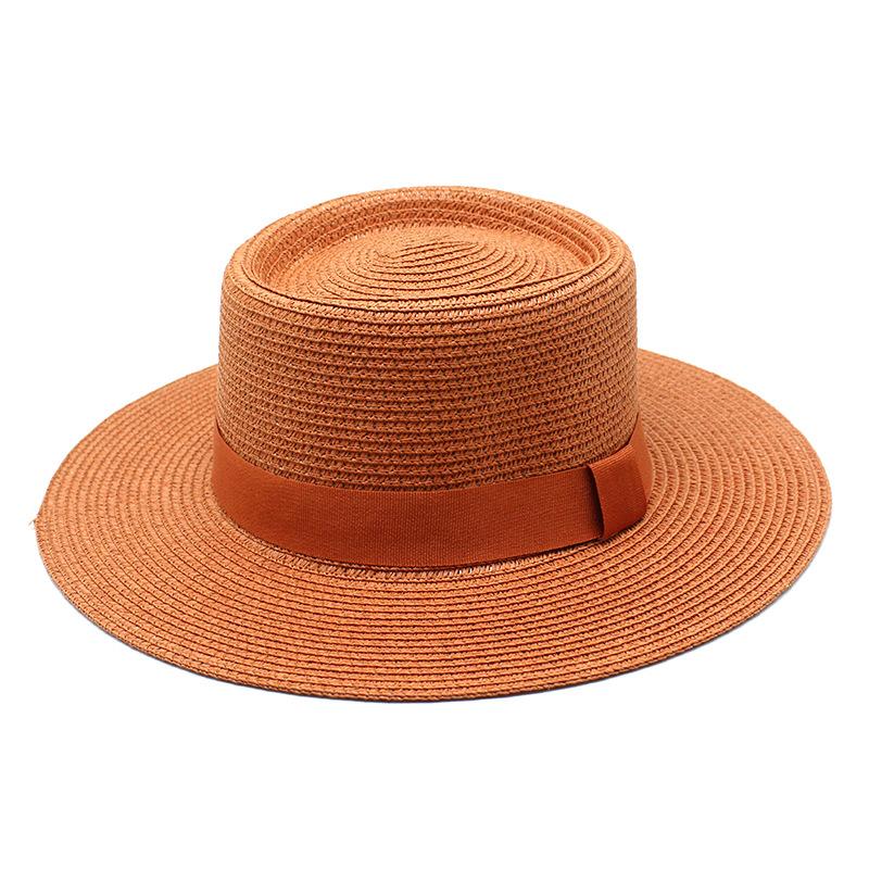 20 Color Summer Beach Sun Hats For Women Man Foldable Round Flat Top Big Brim Straw Hat Solid Color Outdoor Holiday Visor Caps