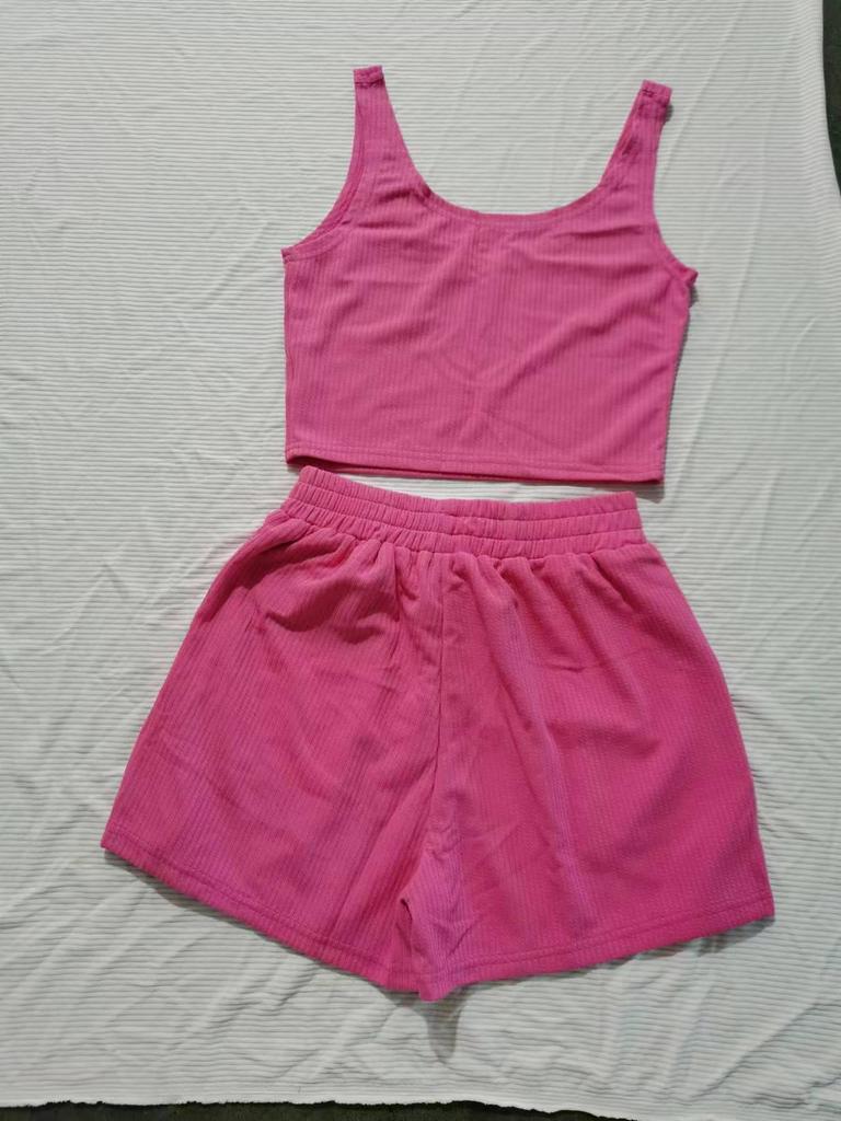Women's Casual Knit Sleeveless Solid Color Fashion Set