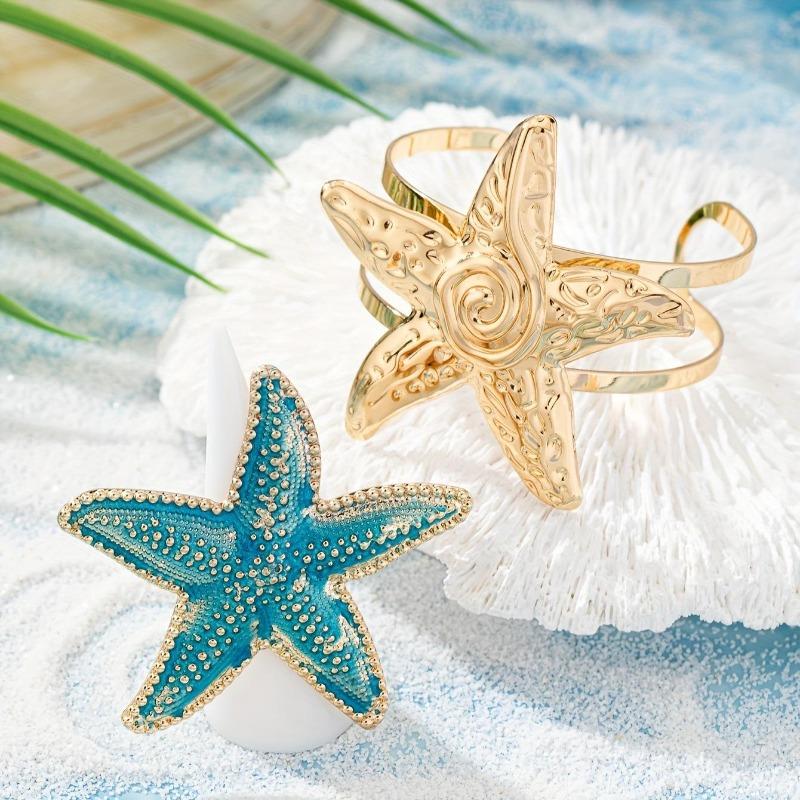 Exquisite1 piece, summer natural marine elements metal texture design sense starfish women bracelet bracelet