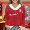 Christmas Day Girls Long Sleeve T Shirts Kids  Girls' V-Neck Tee Christmas Print Long Sleeve Top