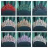 Luxury Bridal Tiara Multi Color Pageant Crown Headwear Baroque Crystal Wedding Crown  Women Party