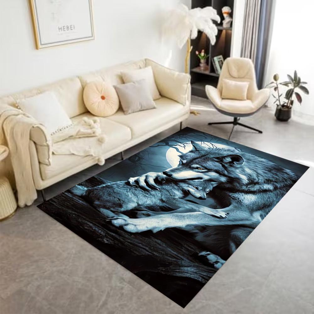 1pc Wolf Pack Forest Design Home Carpet Non-slip Office Decor Gift Living Room Bedroom