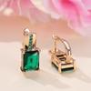 Hot Sale Temperament Champagne Gold Full Emerald Glass Rectangle Ear Buckle