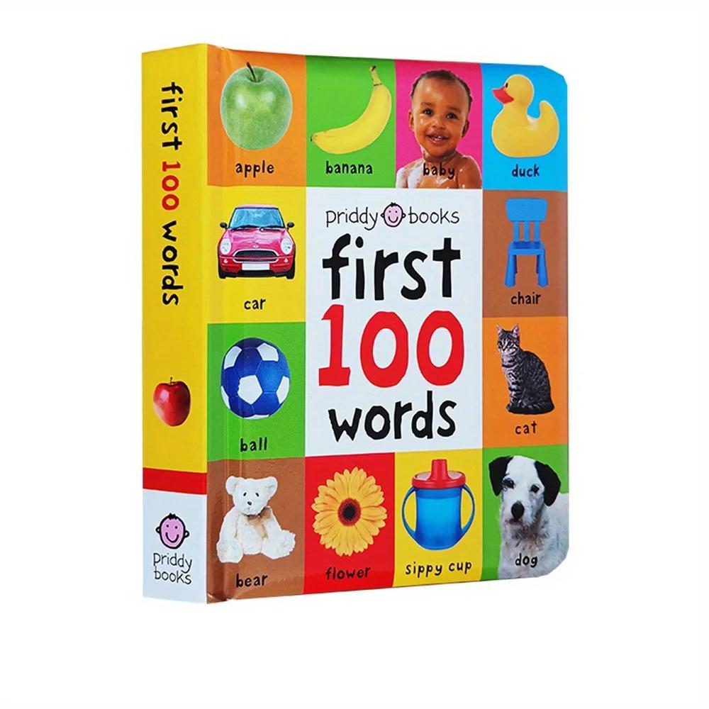 First 100 English Words Cardboard Book Language Learning Aids Vocabulary Building Bedtime Reading for Preschool