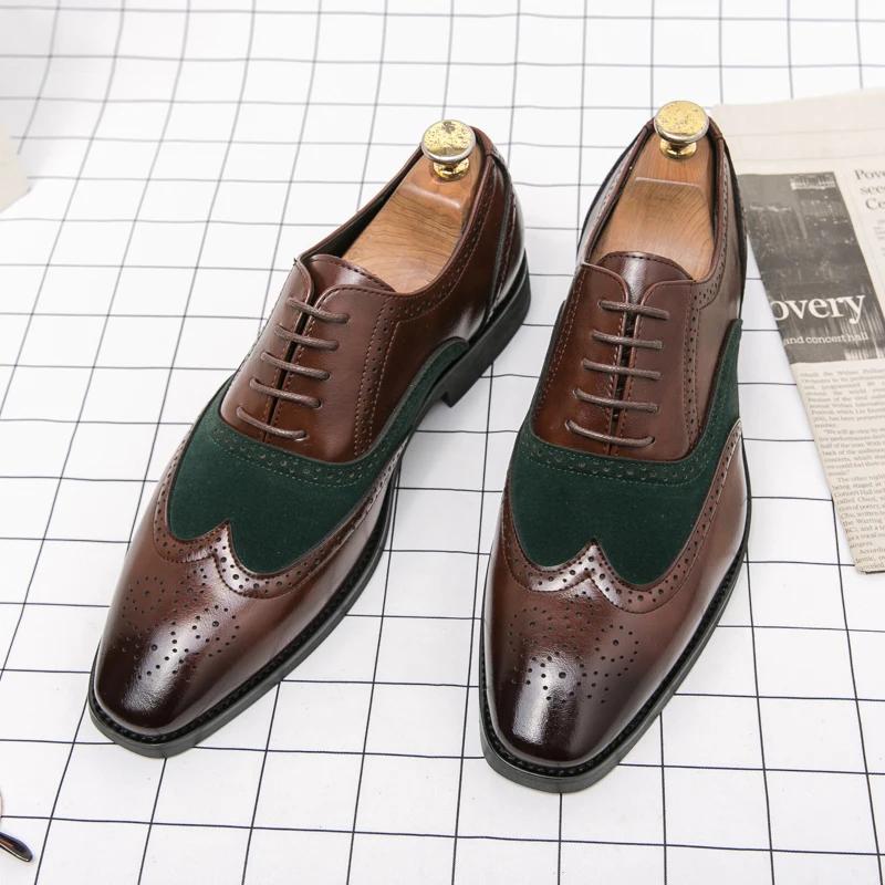 Classic High Quality Pointed Oxford Shoes Lace Up Men's Shoes Pointed Style Luxury Moccasin Casual Luxury Leather Shoes