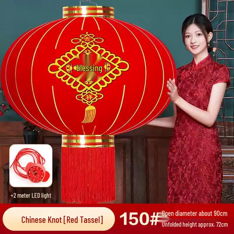 Traditional Flocked Red Lantern