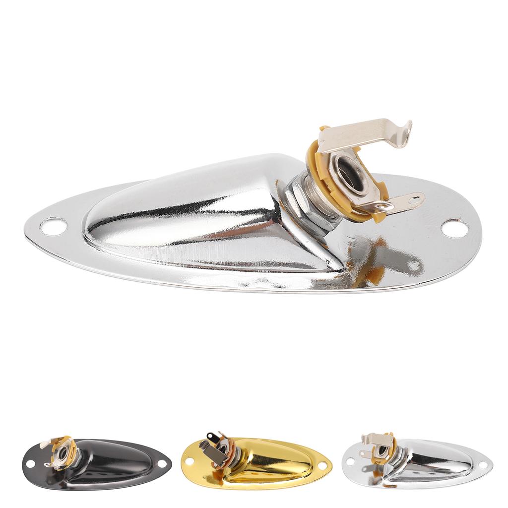 Guitar Input Jack Boat Style 6.35mm Metal Electric Guitar Input Output Socket with 2 String Fixators