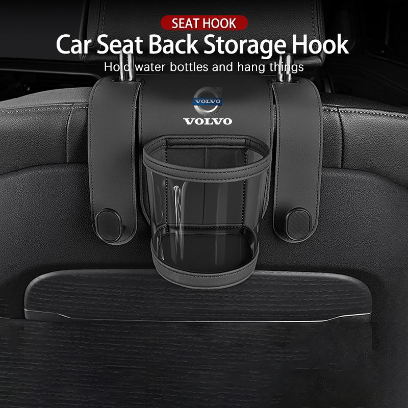 Double Hooks Car Seatback Water Cup Holder No Drilling Required Install For Volvo XC60 S60 V40 V50 V60 XC40 V70 XC90 V90 S90