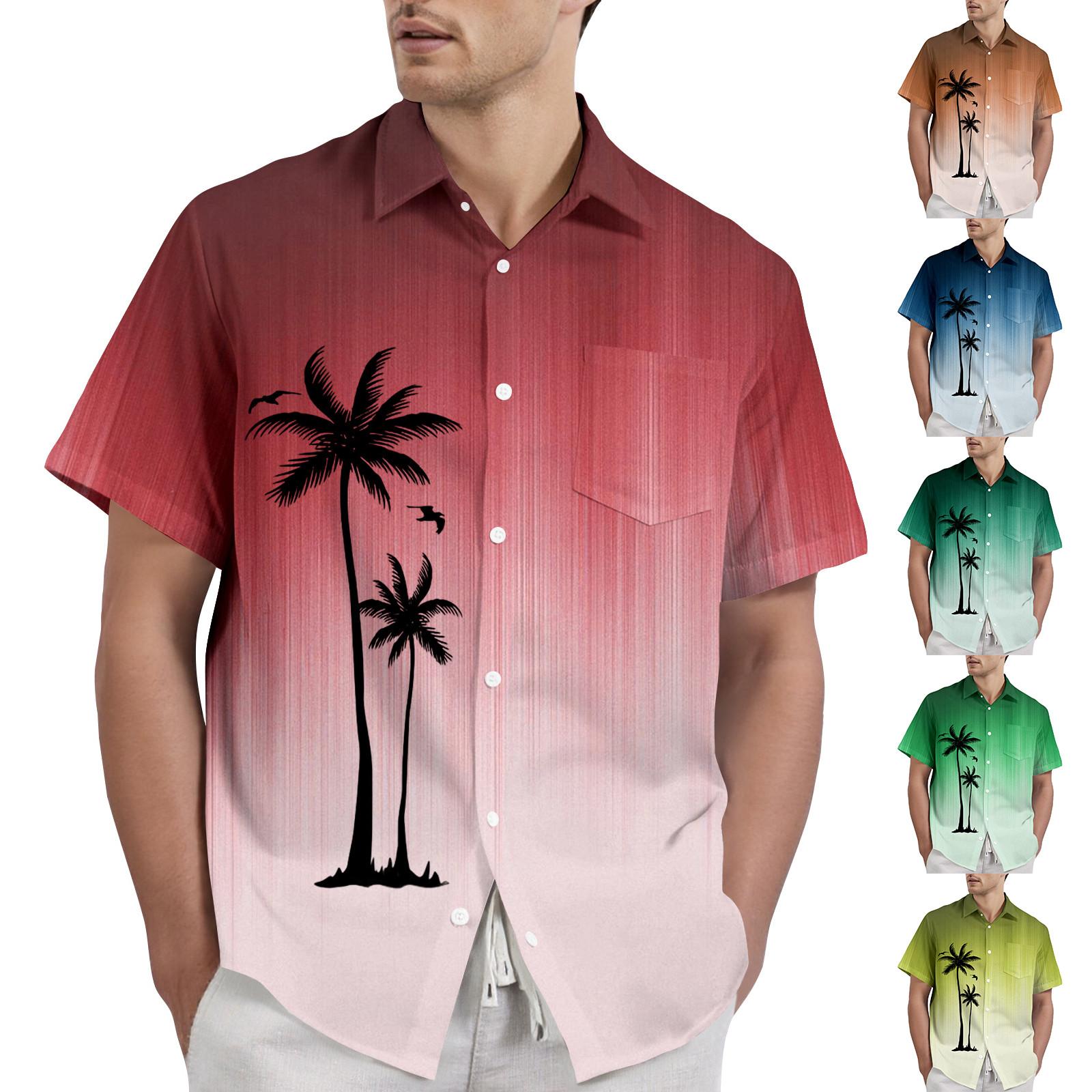 

Hawaiian Print - Men s Printed Casual Short Sleeved Shirt XL винний