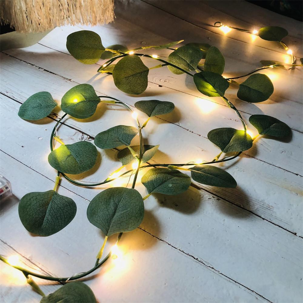 

2M 20LED зеленые гирлянды в виде листьев, искусственные гирлянды для растений, садовая гирлянда, декоративные подвесные светильники для рождественского декора комнаты 2m 20leds теплый белый