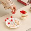 Rose Ceramic Fruit Fork Set with Storage Jar Creative Dessert Picks Practical Fruit Serving Utensils for Appetizers Cheese Snacks