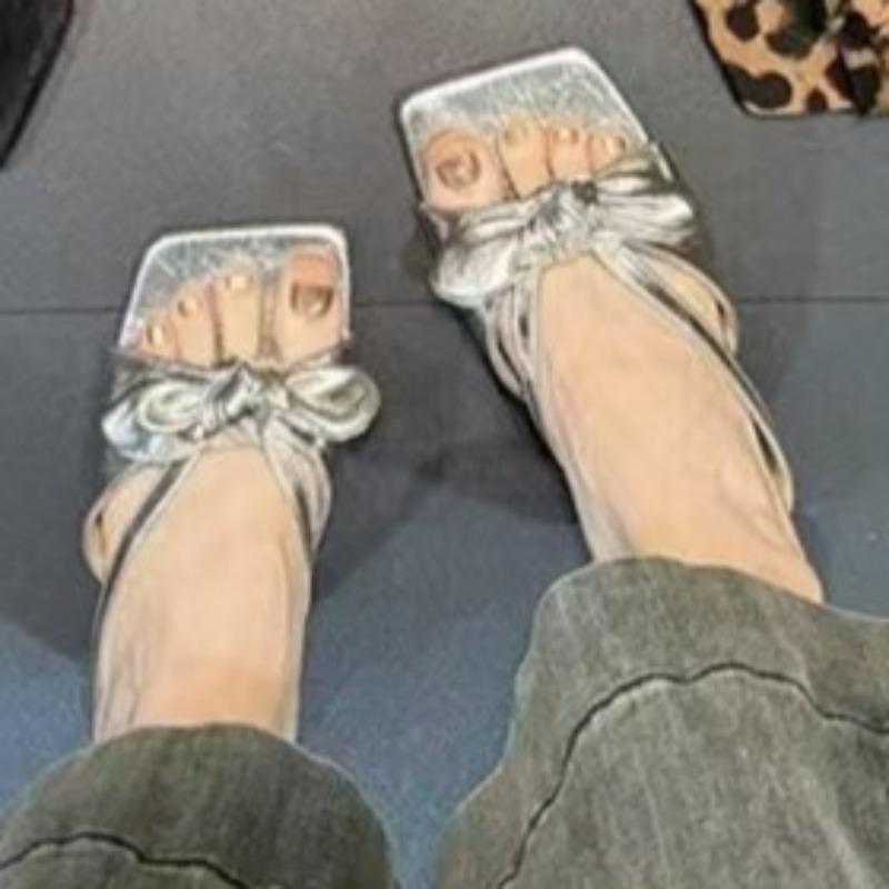 

2025Нова Літня Мода Однотонні Сандалі на Тонких Ремінцях Сексуальні Шльопанці на Шпильці з Відкритим Носком Елегантні Вечірні Туфлі на Високих Підборах для Жінок 35-40 40 срібний