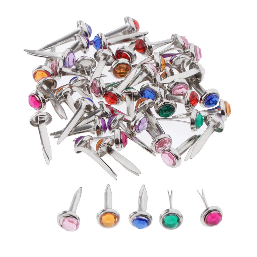 50/100pcs Metal Brads Paper Craft Fasteners 8x15mm 100pcs Golden Round Head