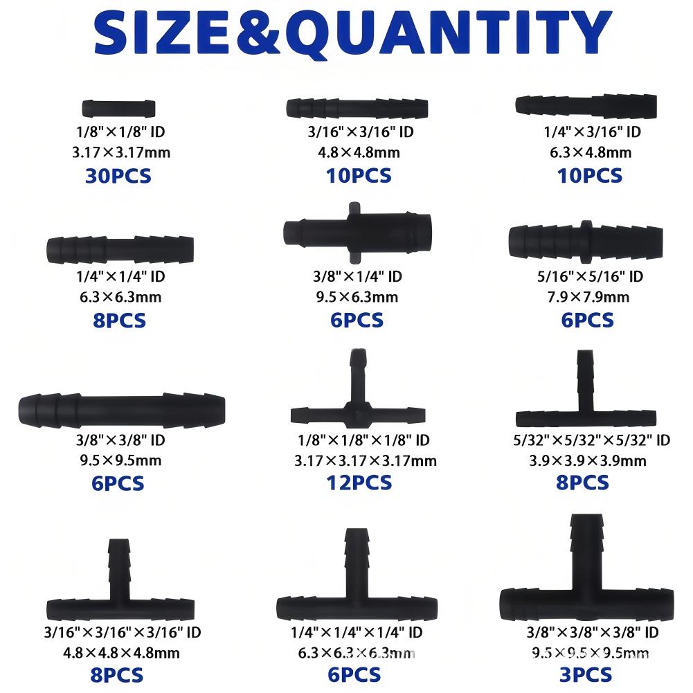 113pcs Car Hose Connector Assortment Reducer Set Plastic Straight T Piece Connectors For Cooling Systems Fuel Systems Mass Air Flow 3