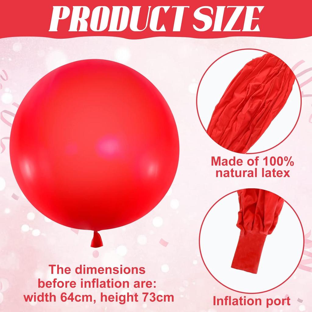 Karenhi 4 Pcs 72 Inch Giant Balloons Big Round Latex Jumbo Balloons Heavy Duty Inflatable Ball for Birthday Bridal Shower Party Decorations, Inflate