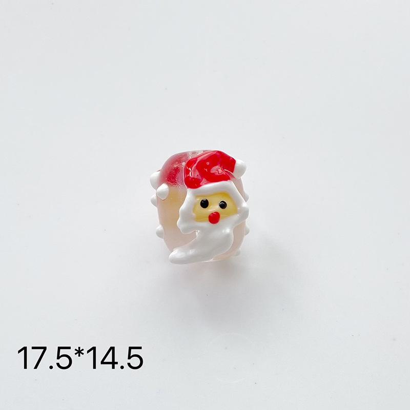 DIY Christmas Oval Hand-Painted Glass Beads: Tree, Old Man & Snowman Bracelet Set