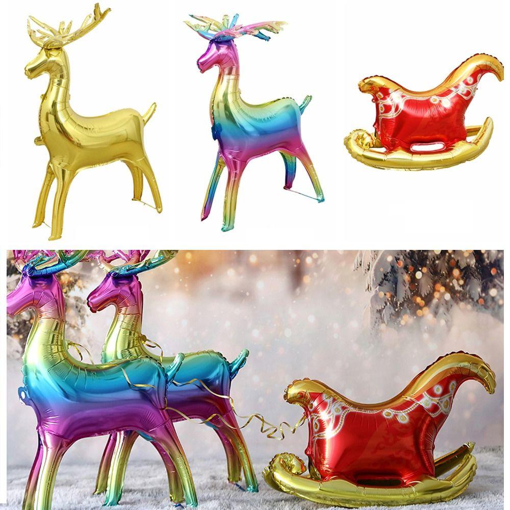 

Aluminum Film Christmas Sleigh Balloon Inflatable Elk Aluminum Film Balloon New Year