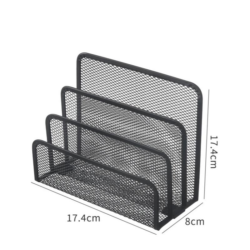 3 Layer Black Metal Mesh Document Tray Desk Organizer Notebook Stand for Office Desktop Storage Supplies