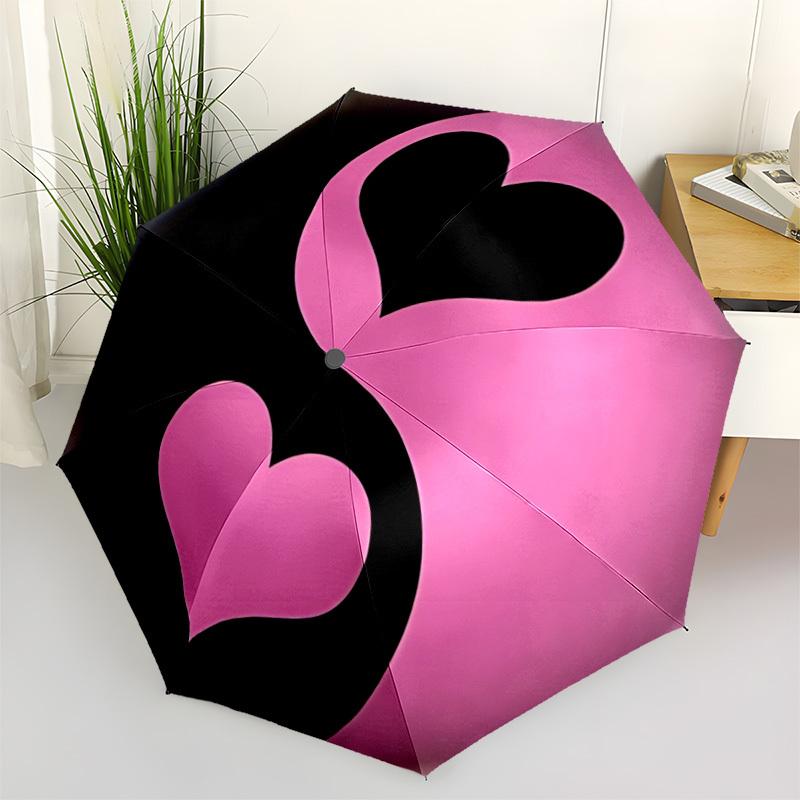 

1pc Heart Yin Yang Automatic Umbrella - Stylish, Durable, with 8-Rib Manual Open Design, Elegant Black Handleyy250920191
