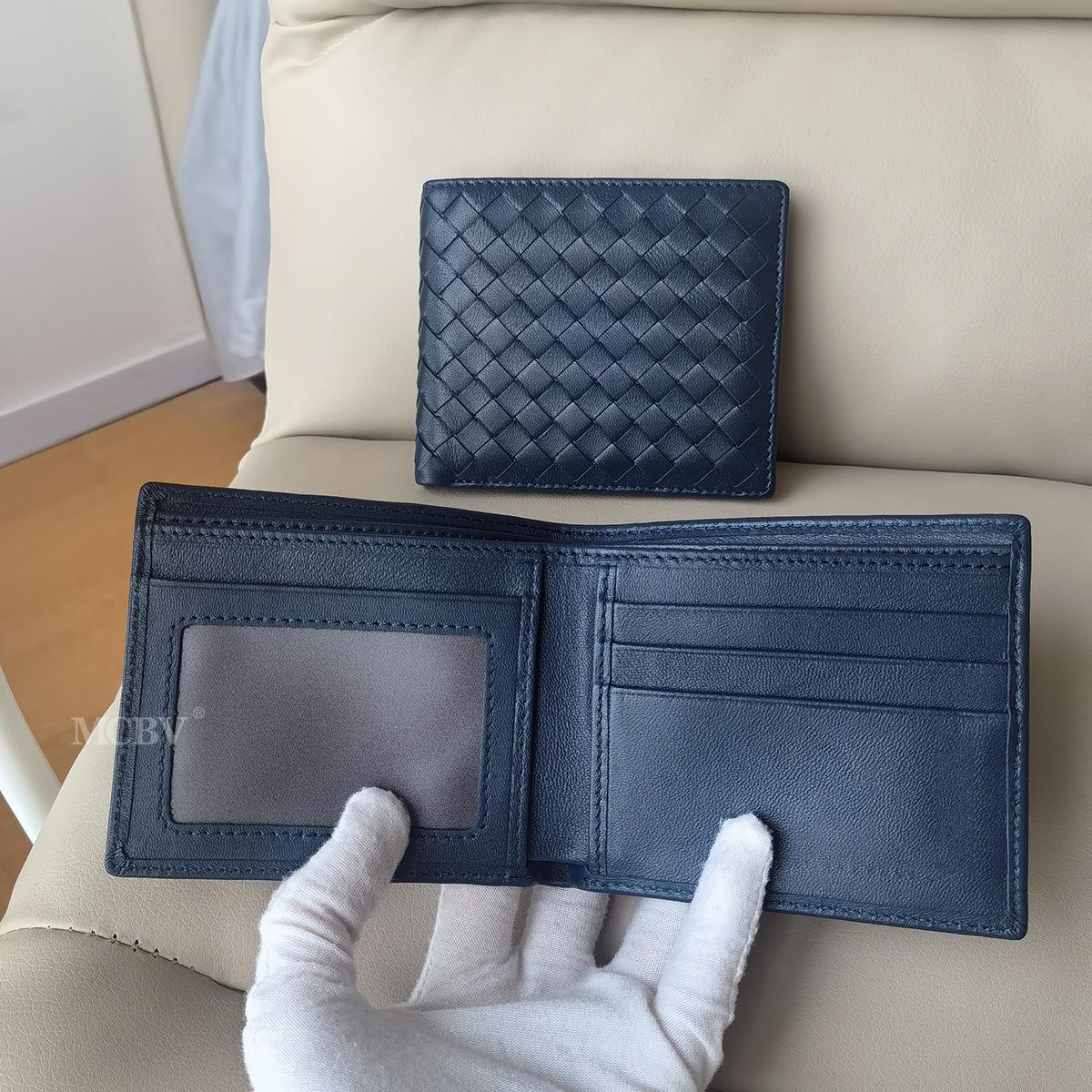 

Мужской плетеный вручную кожаный кошелек и монетница с отделениями для карт и зажимом для денег