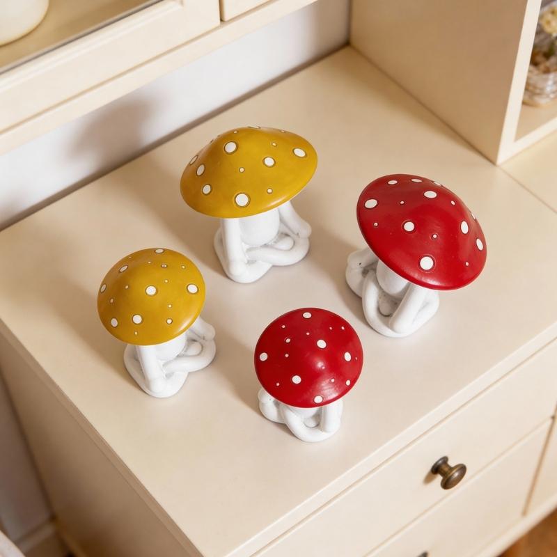 Garden Statue Fairys Garden Accessories Centrepieces Meditations Mushroom Figurines Sculptures Miniature Landscape Decors