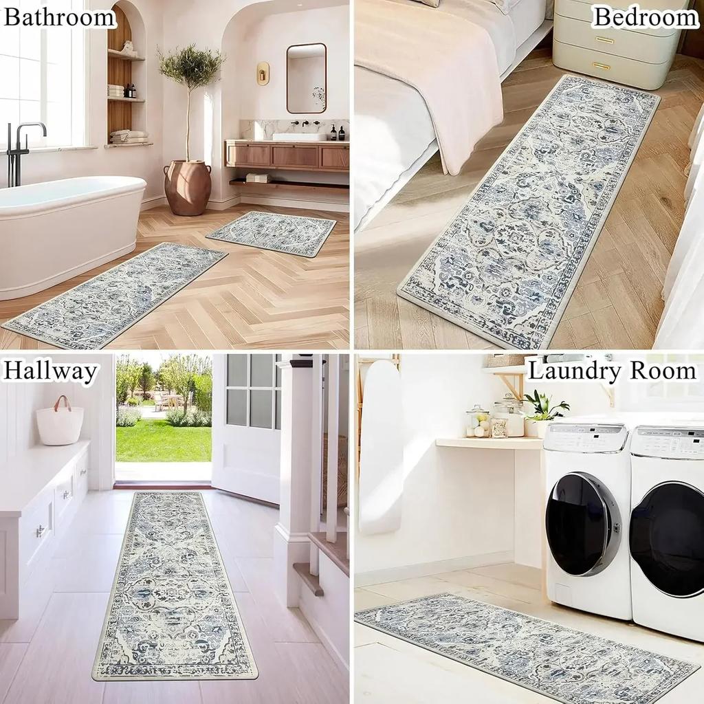 Christmas Kitchen Mat Flannel Anti-Fatigue Rugs with Gingerbread & Train  Machine Washable Rug for Living Room Bedroom Dining