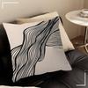 Stile Bauhaus Astratto Geometrico Immagine Nero Beige Linea Cuscino Copricuscino Federa Soggiorno Divano Arredamento Casa Personalizzato