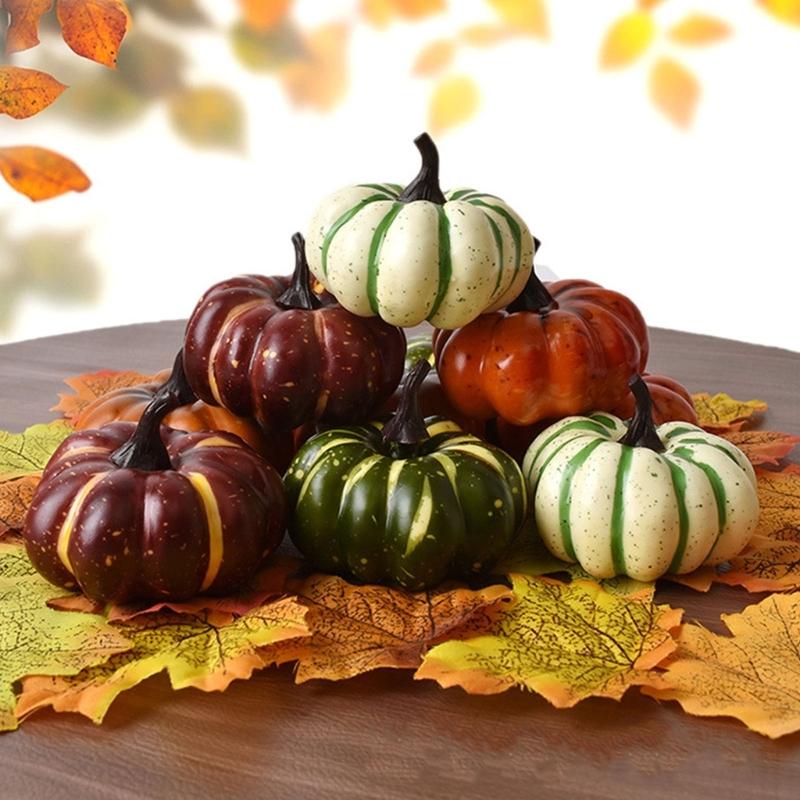 Set of 5 Artificial Pumpkin Miniature Sculpture High Simulation Design Outdoor Indoor Party Decoration Craft Ornaments