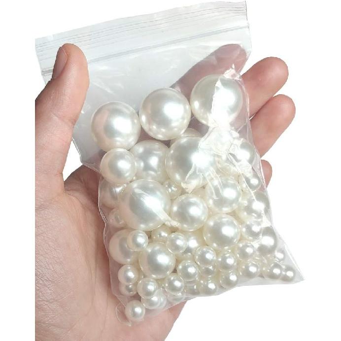 Lifestyle-cat 104pcs Mixed Size Pearls Beads No Holes 8mm, 14mm, 20mm Pearls for Vase Filler, Table Scatter, Wedding, Birthday Party, Home Decoration