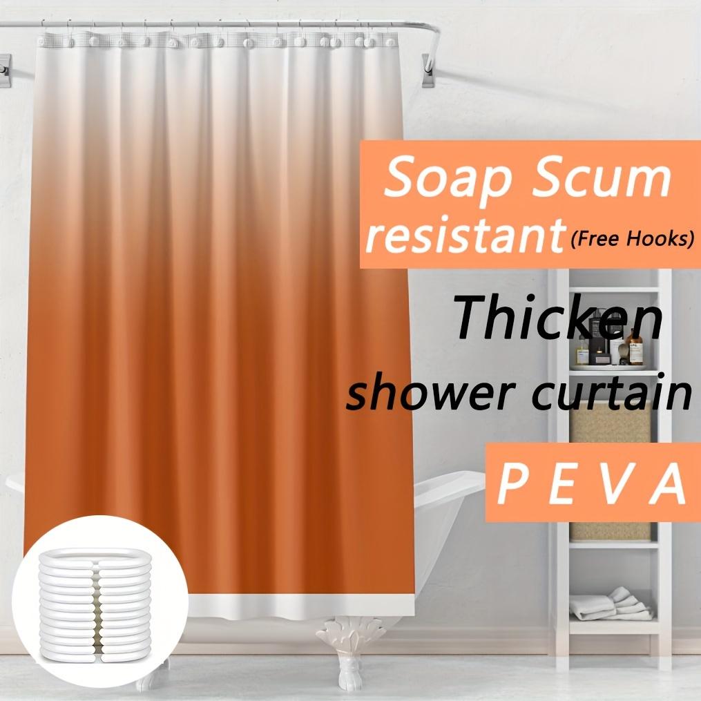 1 Piece Orange Gradual Change Waterproof Shower Curtain | 12 Hooks, Waterproof, Mildew-proof & Light-proof Bathroom Partition Curtain