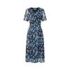 Anna Kou Floral Print Wrap Chiffon Midi Dress
