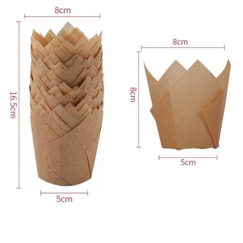 KUCOCOSNEH Paper Baking Cups, Waterproof and Oil-Proof Muffin Baking Cups, Tulip Paper Cups, High-Temperature Resistant Muffin Molds, Heat-Resistant C