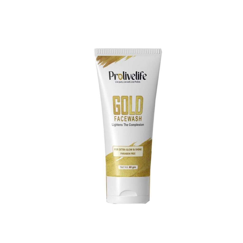 ProLiveLife Gold Facewash - Brightening Face Wash with Aloe Vera, Papaya & Tea Tree Oil | Paraben-Free | Deep Cleansing for Glow & Radiance