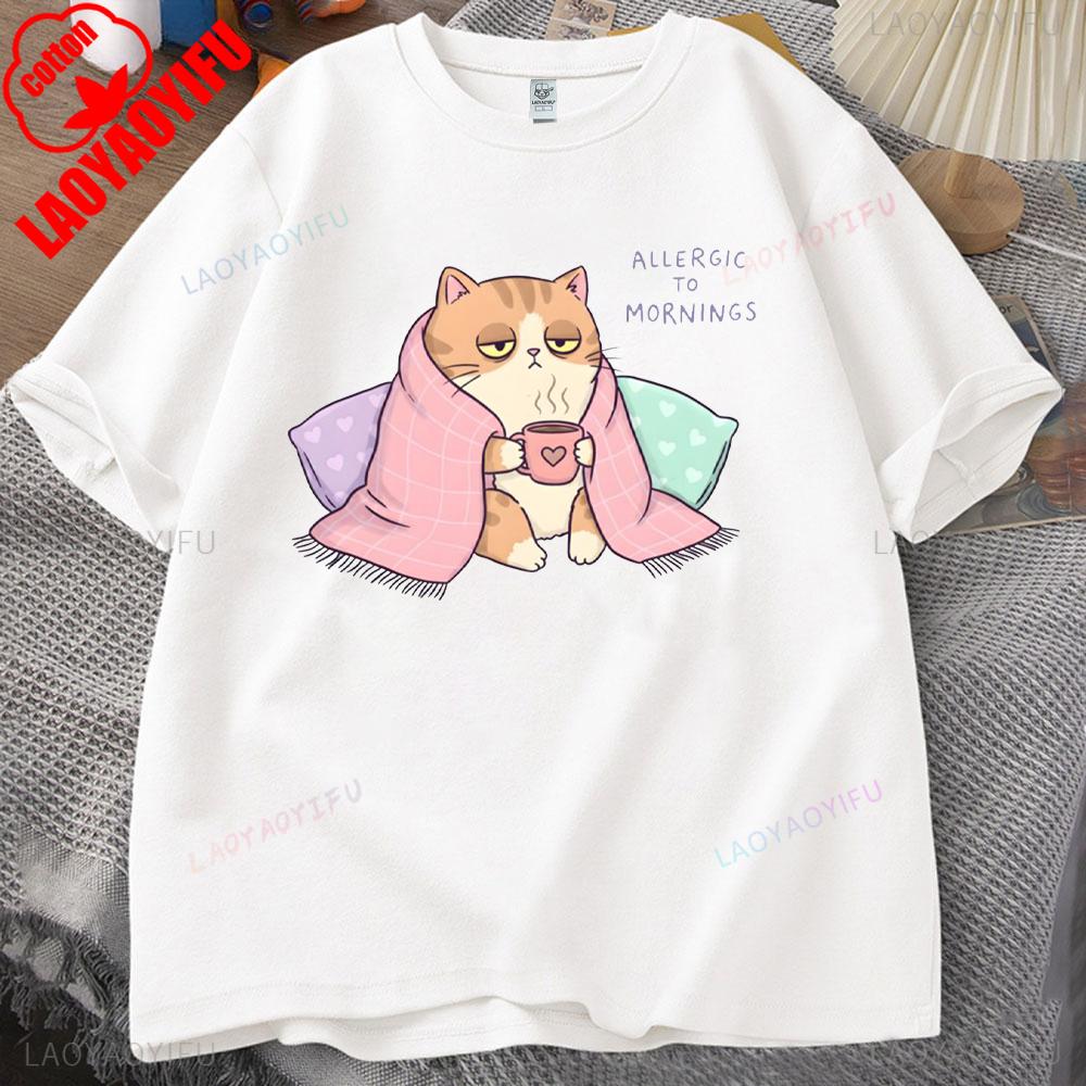 ZX Tee Vintage I Hate Mornings Premium T-Shirt Retro Cartoon T-Shirt Vintage 90s Tee Comfortable Personality for Outdoor Enthusiasts