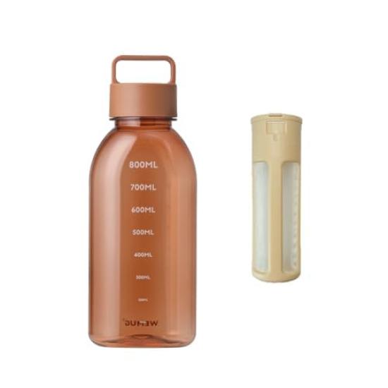 

WEMUG Filter-in Bottle, 1000ml, Portable (Leak-proof even when placed horizontally), Gasket-less, with Tea Strainer, Plastic Bottle, Giant (Amber)